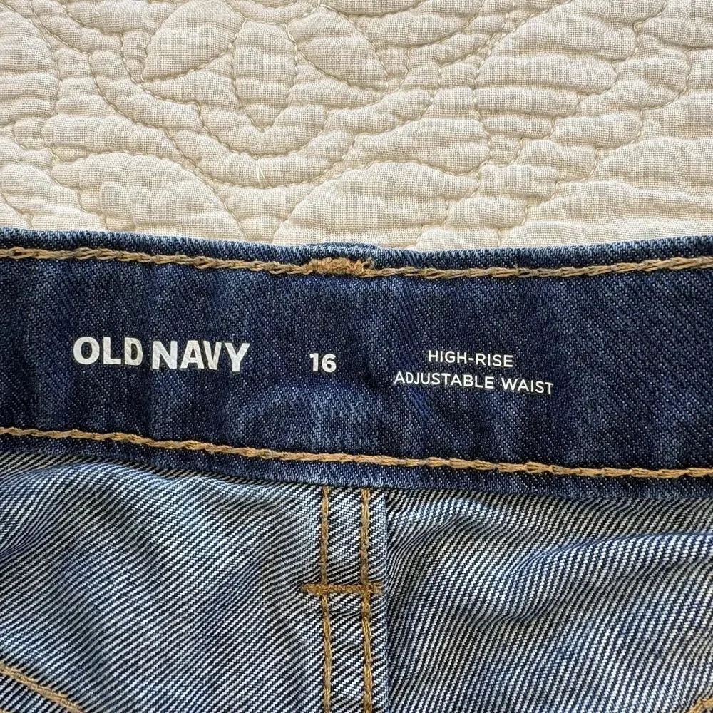 2 Old Navy High Rise Blue Denim Jean Shorts Adjustable Waist Girl's Size 16 NWT